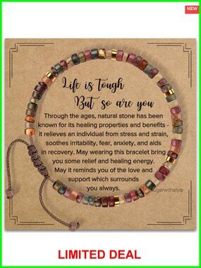 Natural Stone Beaded Stretch Bracelet Inspirational Gift for Women